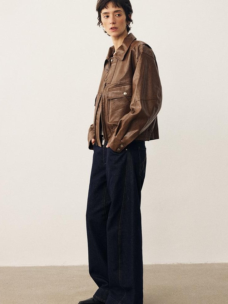DIDDI MODA Oversized Waxed Utility Moto Women&