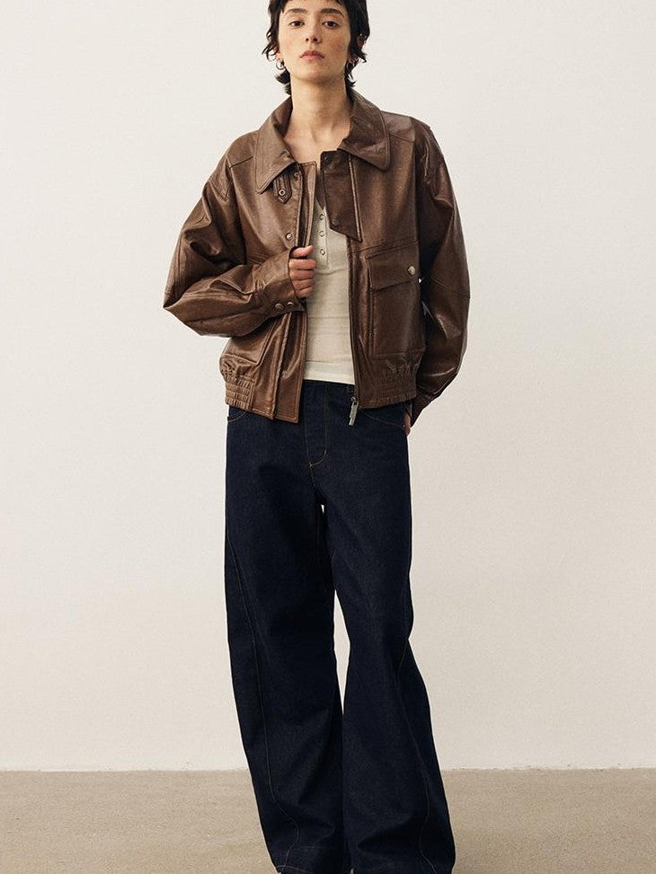 DIDDI MODA Oversized Waxed Utility Moto Women&