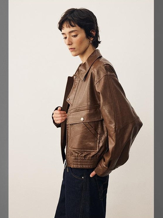 DIDDI MODA Oversized Waxed Utility Moto Women&