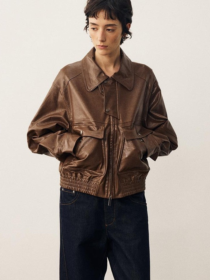 DIDDI MODA Oversized Waxed Utility Moto Women&