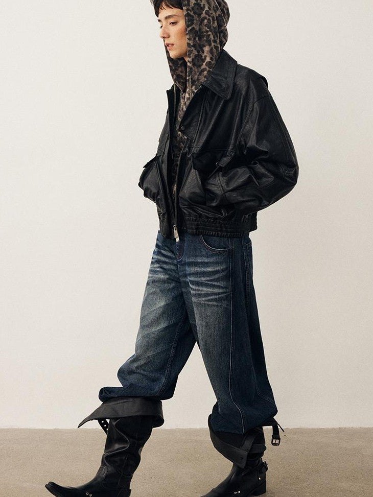 DIDDI MODA Oversized Waxed Utility Moto Women&