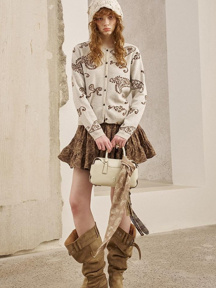 DIDDI MODA Paisley Embroidered Jacquard Bow Slim Women&