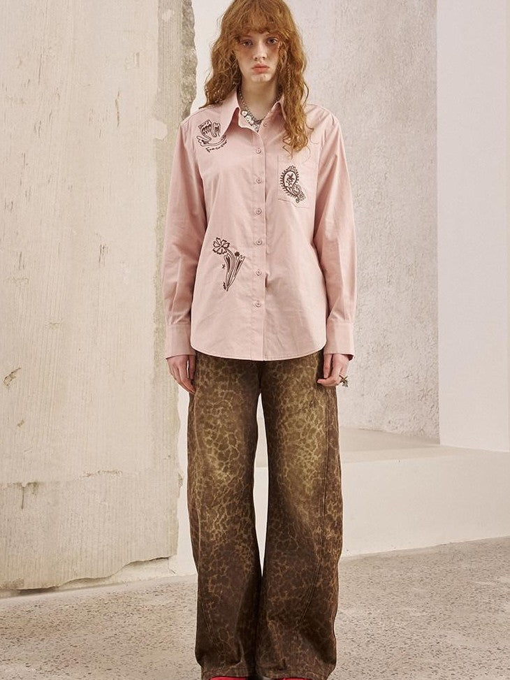 DIDDI MODA Paisley Floral Embroidered Collared Women&