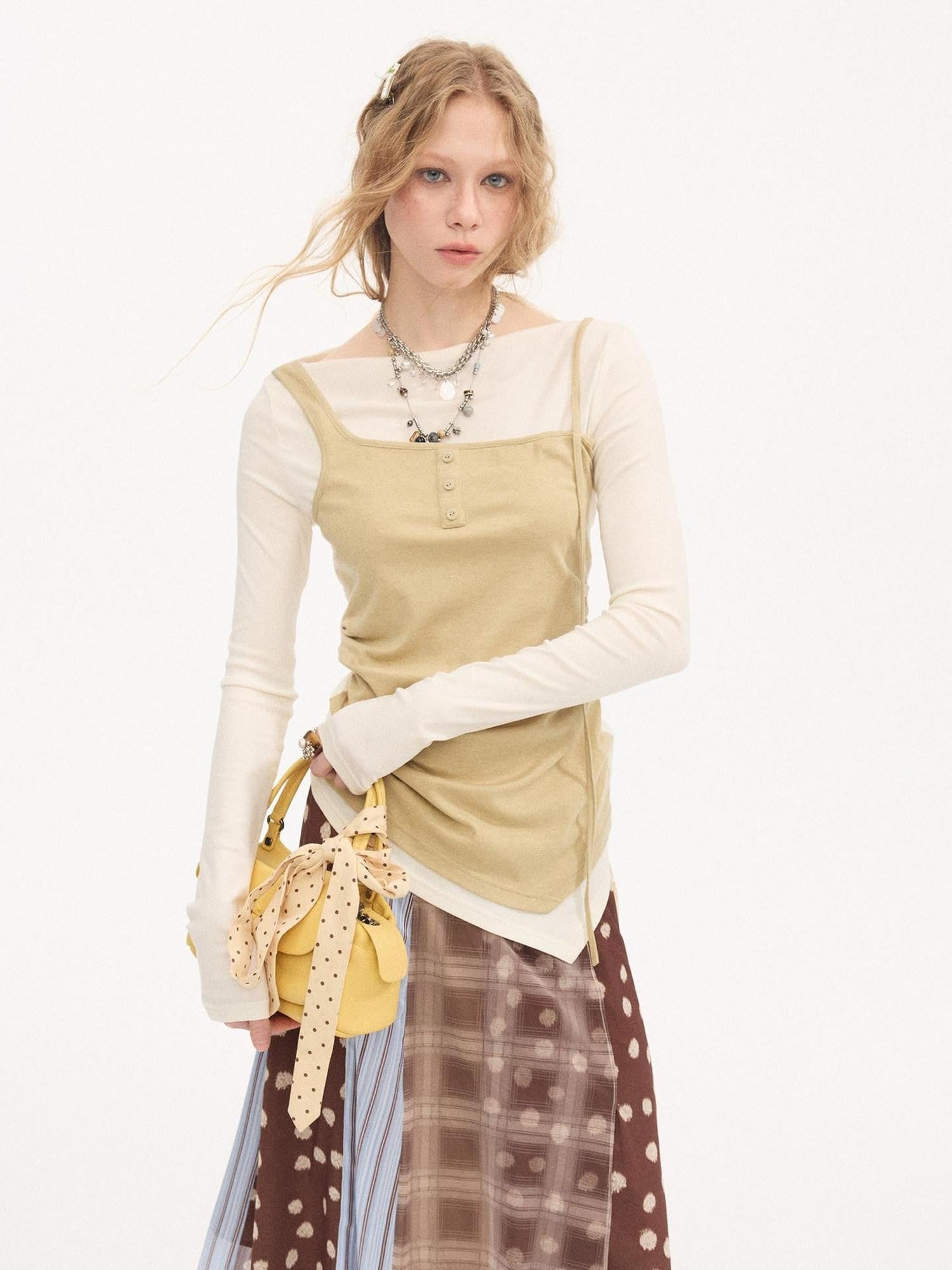 DIDDI MODA Pink Contrast Faux Layered Women&