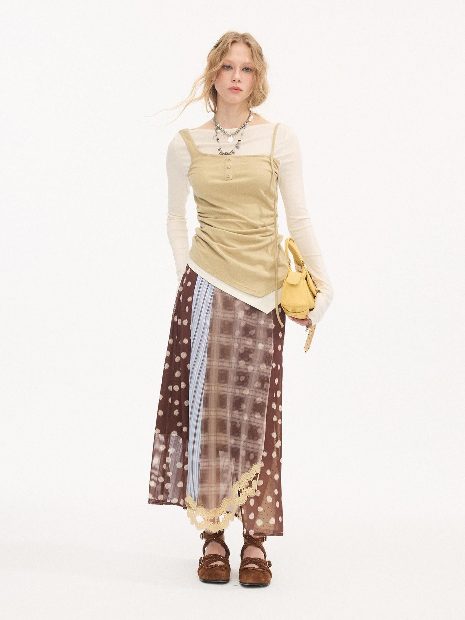 DIDDI MODA Pink Contrast Faux Layered Women&