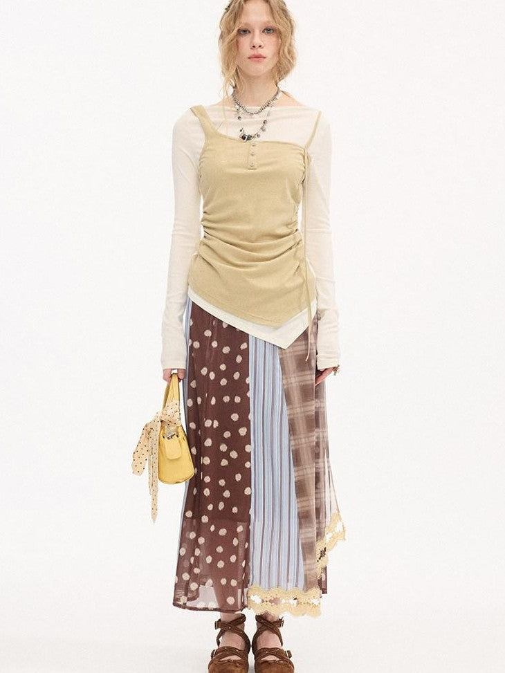 DIDDI MODA Pink Contrast Faux Layered Women&
