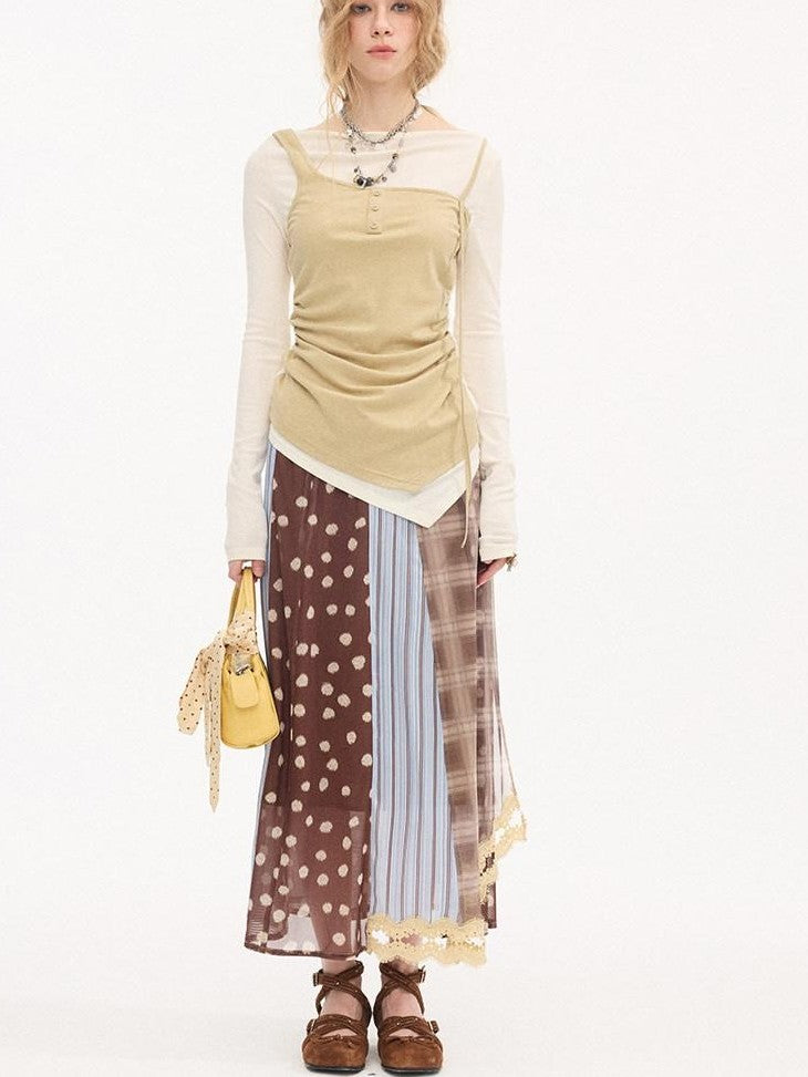 DIDDI MODA Pink Contrast Faux Layered Women&