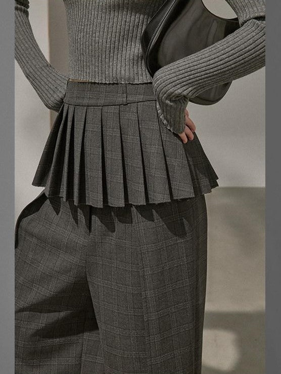 DIDDI MODA Plaid Loose Straight Cargo Women&
