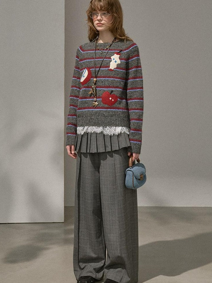 DIDDI MODA Plaid Loose Straight Cargo Women&