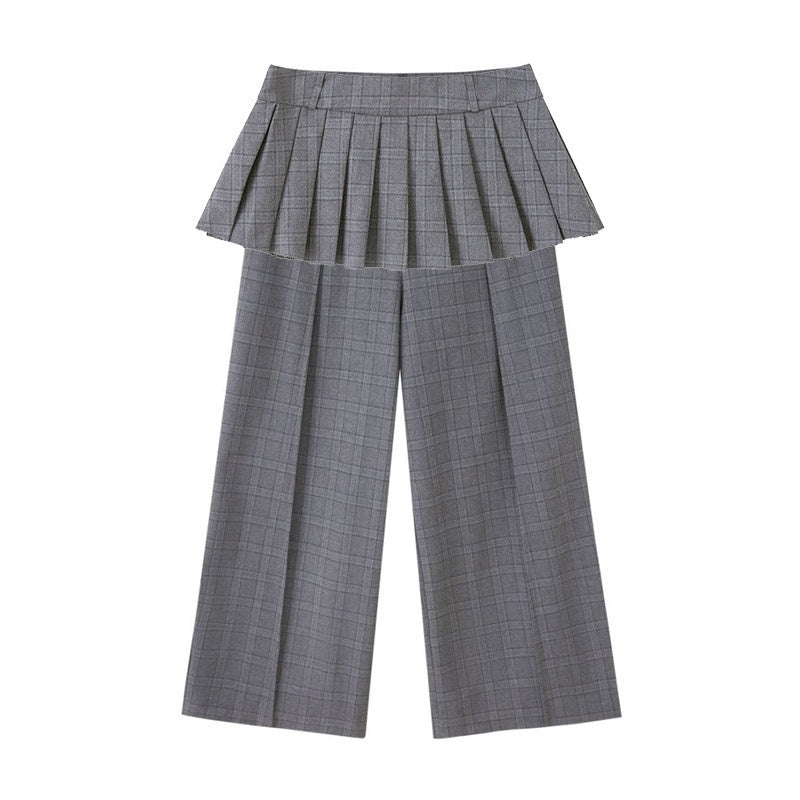 DIDDI_MODA_Plaid_Zip_Front_Short_Round_Neck_Long_Sleeve_Loose_Fit_Women&