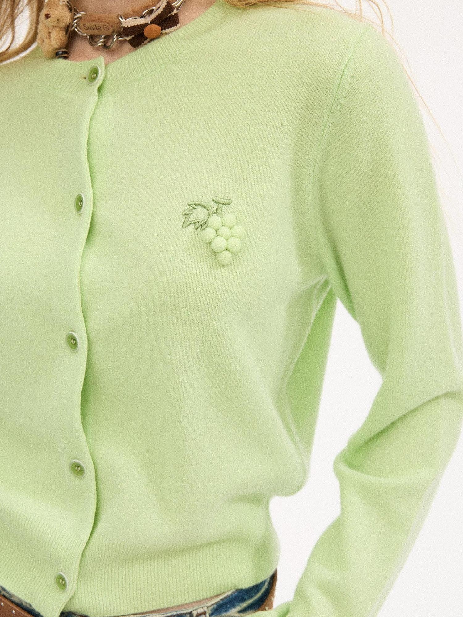 DIDDI MODA Plum Green Hand Embroidered Grape Women&