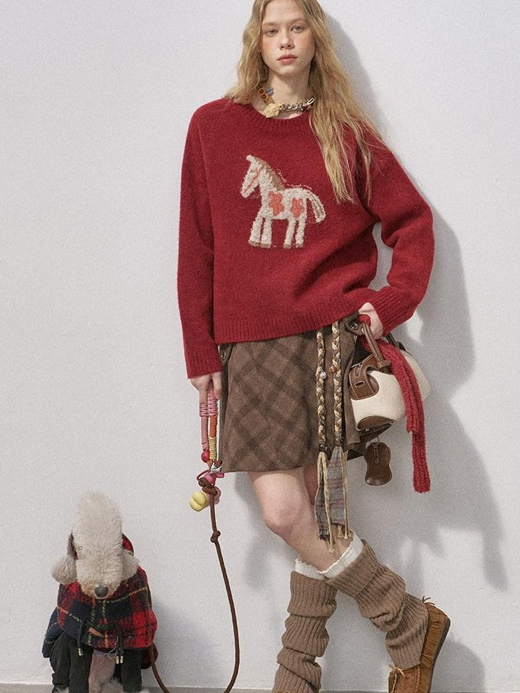 DIDDI MODA Plush Floral Pony Loose Fit Women&