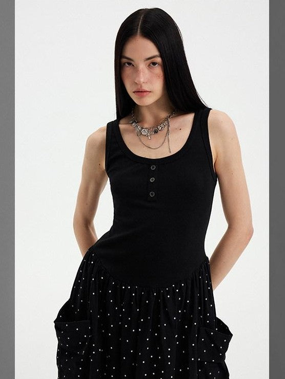 DIDDI MODA Polka Dot Cutout Asymmetric Strappy Women&