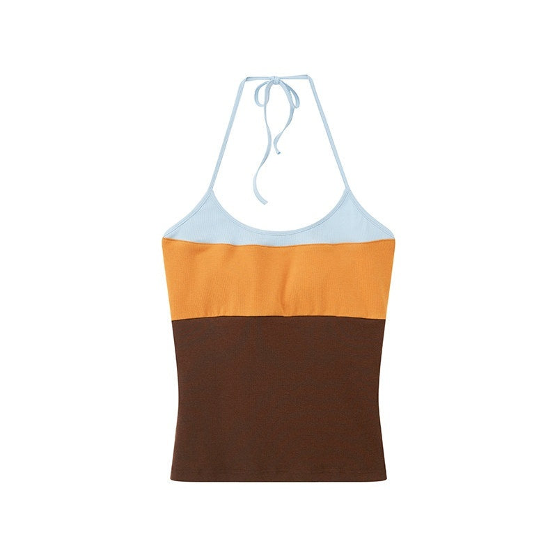 DIDDI_MODA_Polka_Dot_Patchwork_Halter_Bandeau_Colorblock_Women&