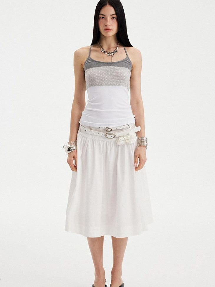DIDDI MODA Polka Dot Patchwork Halter Bandeau Colorblock Women&