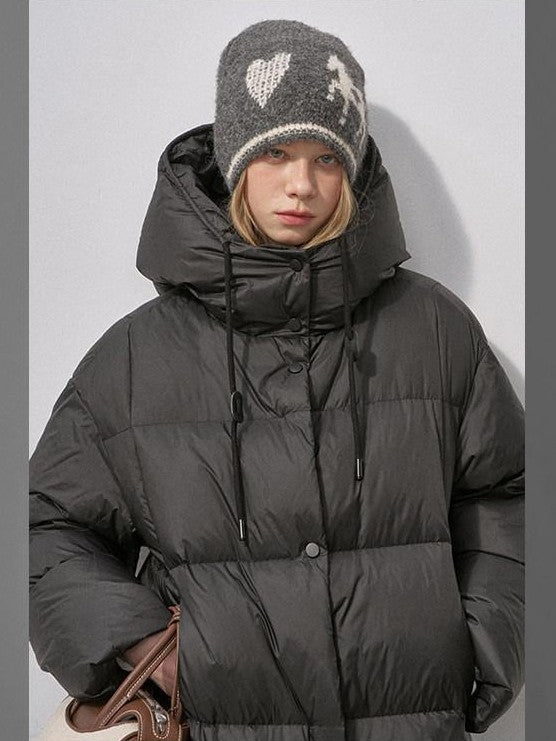 DIDDI MODA Pure Color Hooded Zipper Mid Length Women&