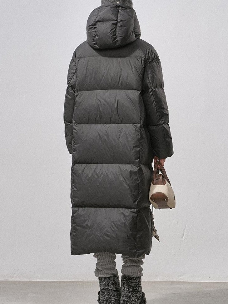 DIDDI MODA Pure Color Hooded Zipper Mid Length Women&