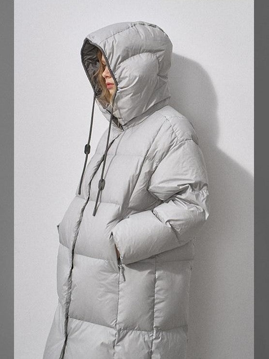 DIDDI MODA Pure Color Hooded Zipper Mid Length Women&