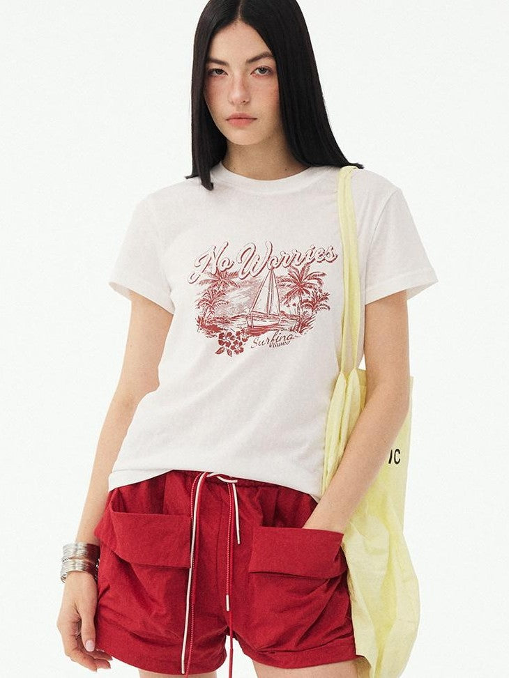 DIDDI MODA Red Cuffed Large Pocket Cargo Loose Sporty Women&