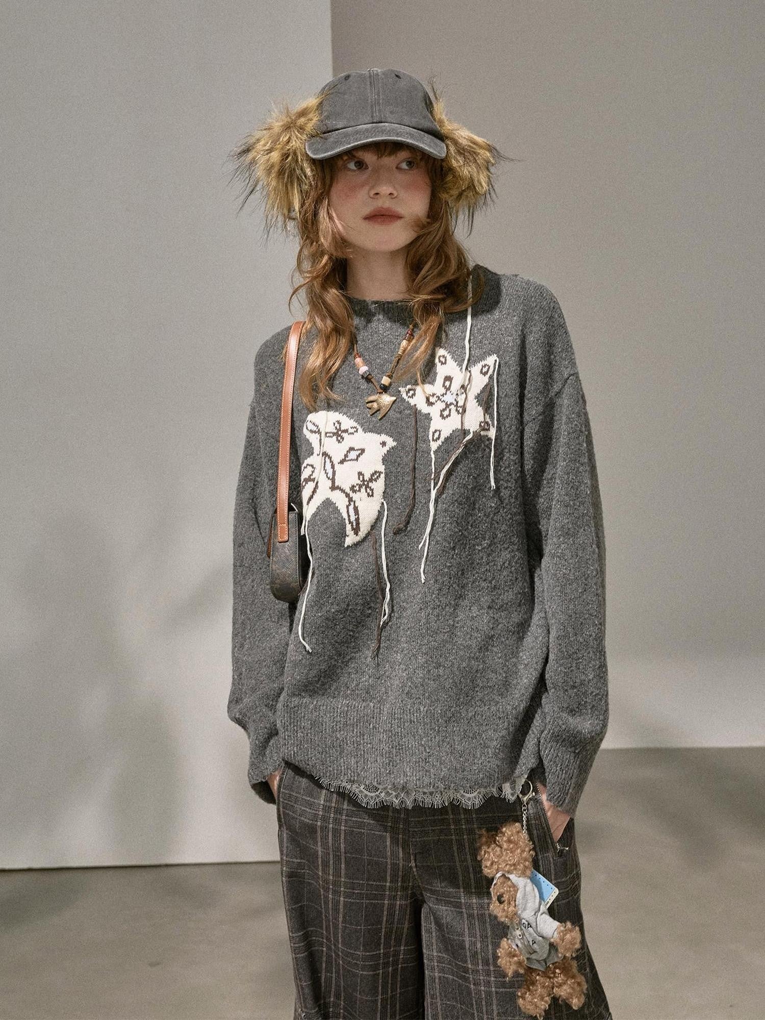 DIDDI MODA Relaxed Knit Bird And Star Tassel Women&