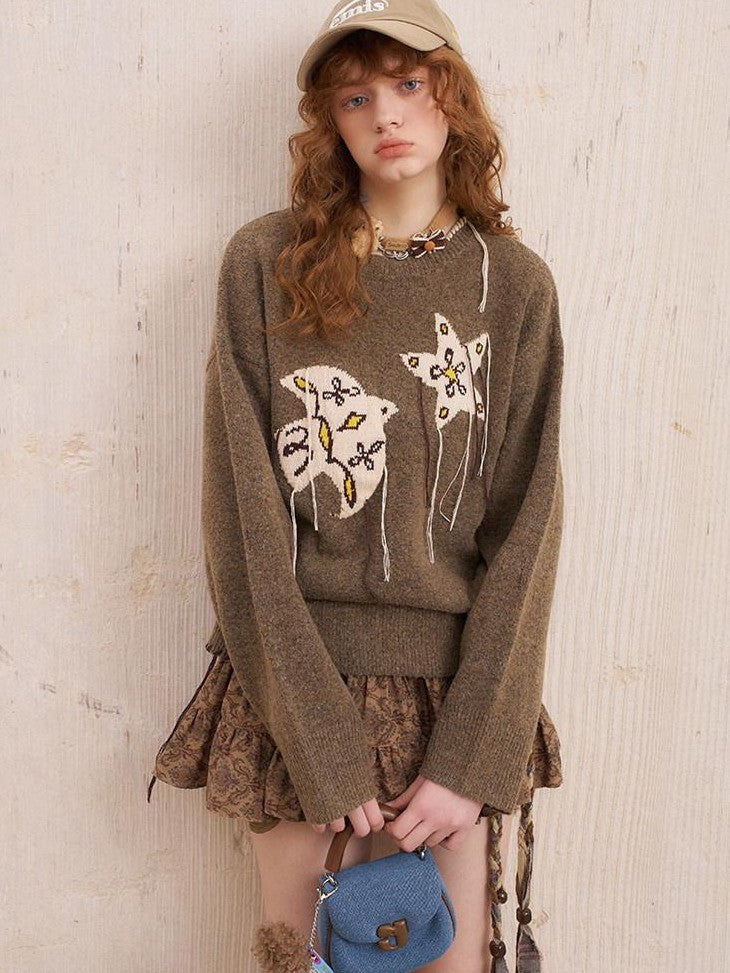 DIDDI MODA Relaxed Knit Bird And Star Tassel Women&