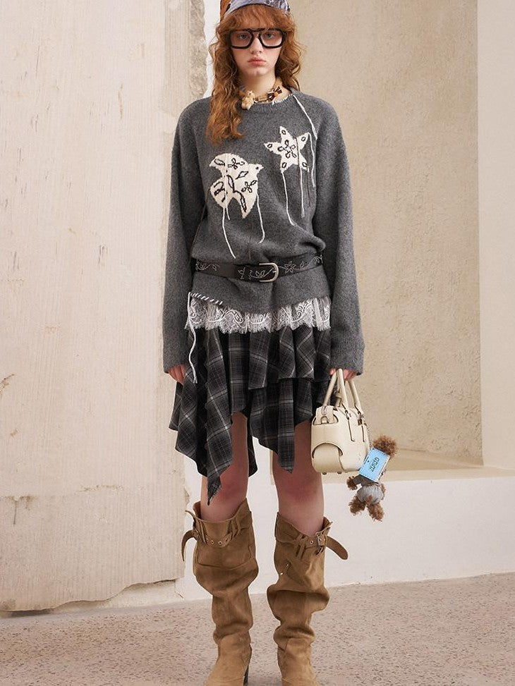 DIDDI MODA Relaxed Knit Bird And Star Tassel Women&