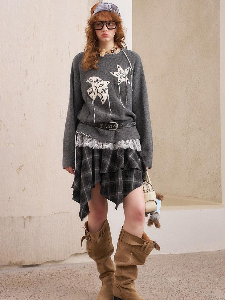 DIDDI MODA Relaxed Knit Bird And Star Tassel Women&