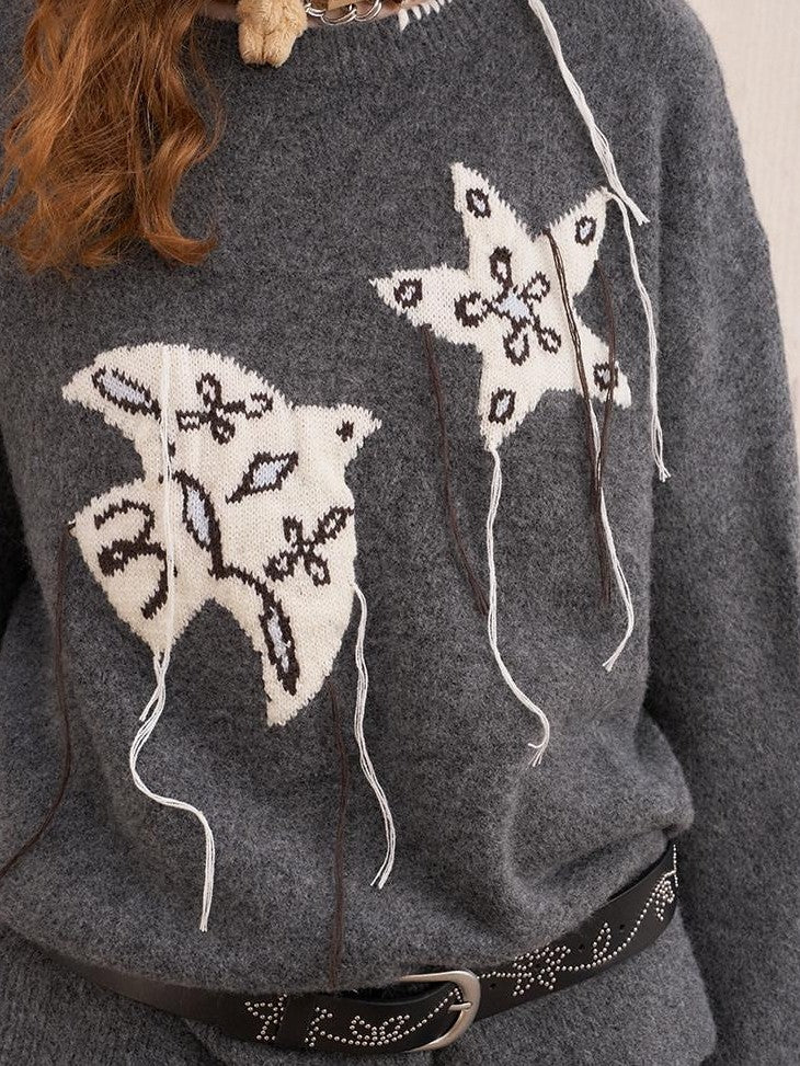 DIDDI MODA Relaxed Knit Bird And Star Tassel Women&