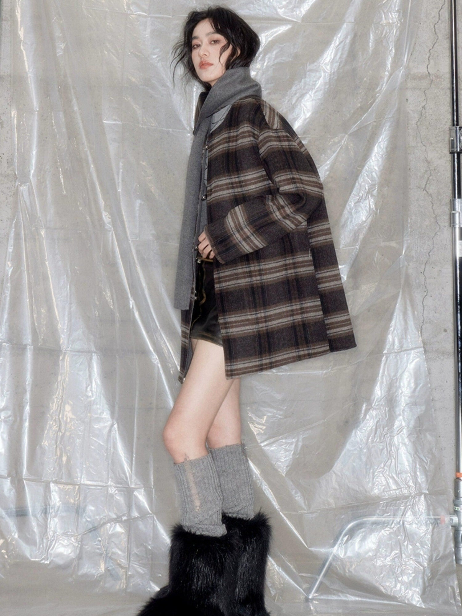 DIDDI MODA Reversible Plaid Double Faced Women&