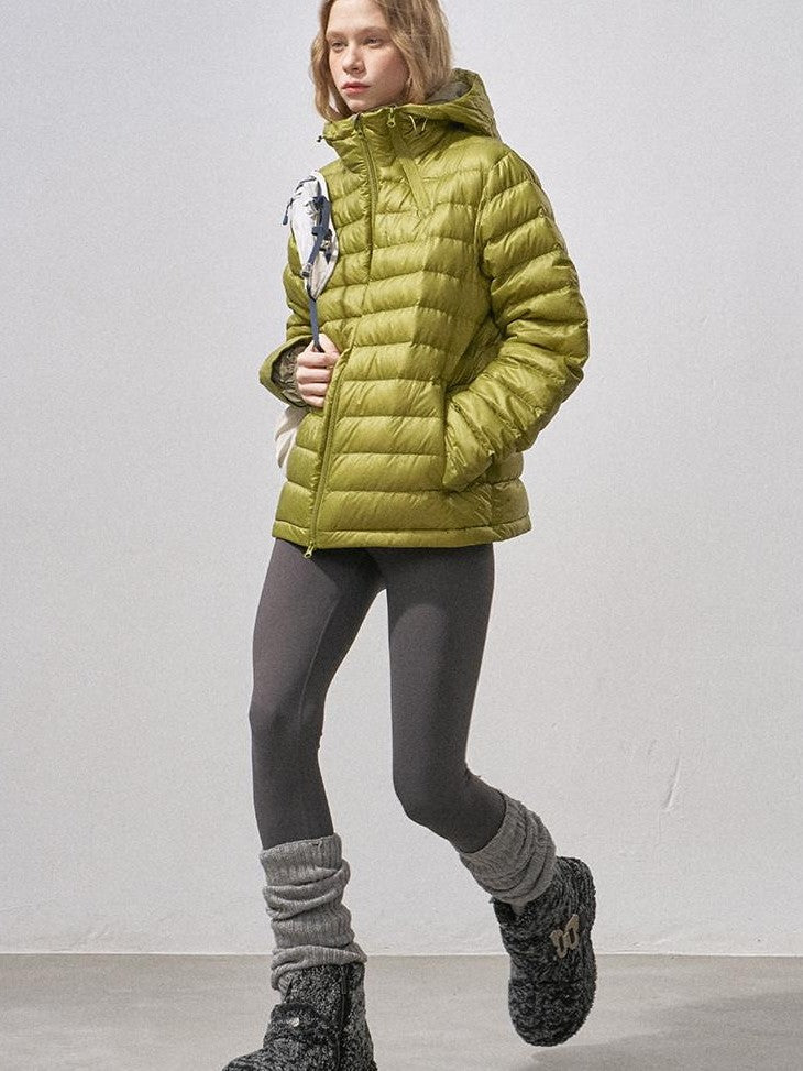 DIDDI MODA Ribbed Quilted Hooded Zipper Short Thin Women&