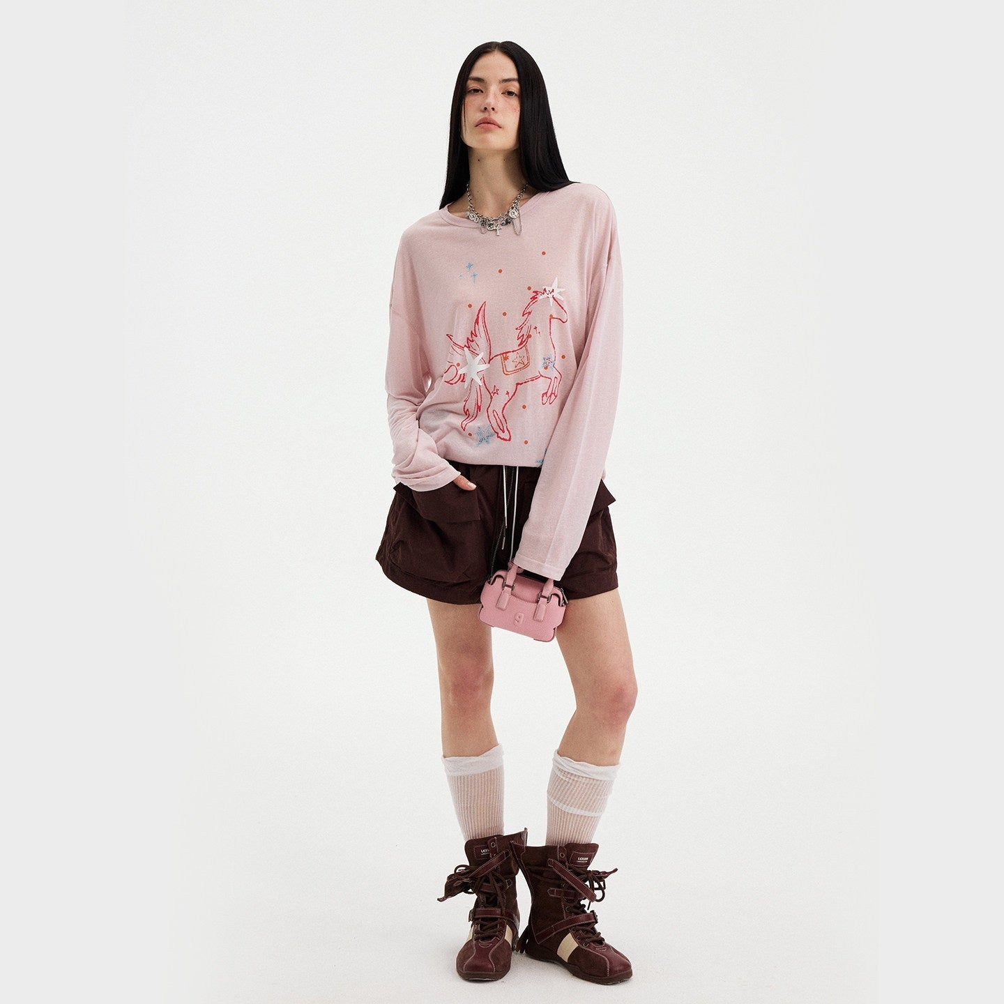 DIDDI_MODA_Sheer_Star_Horse_Print_Dropped_Shoulder_U_Neck_Women&