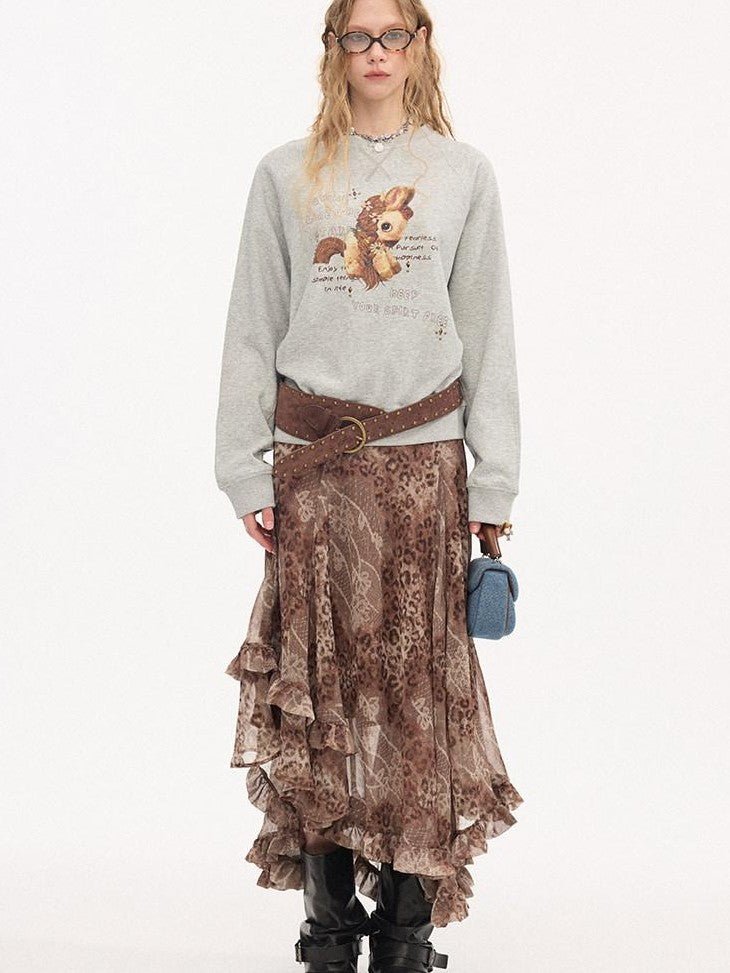 DIDDI MODA Smoky Pink Rhinestone Letter Crewneck Relaxed Women&