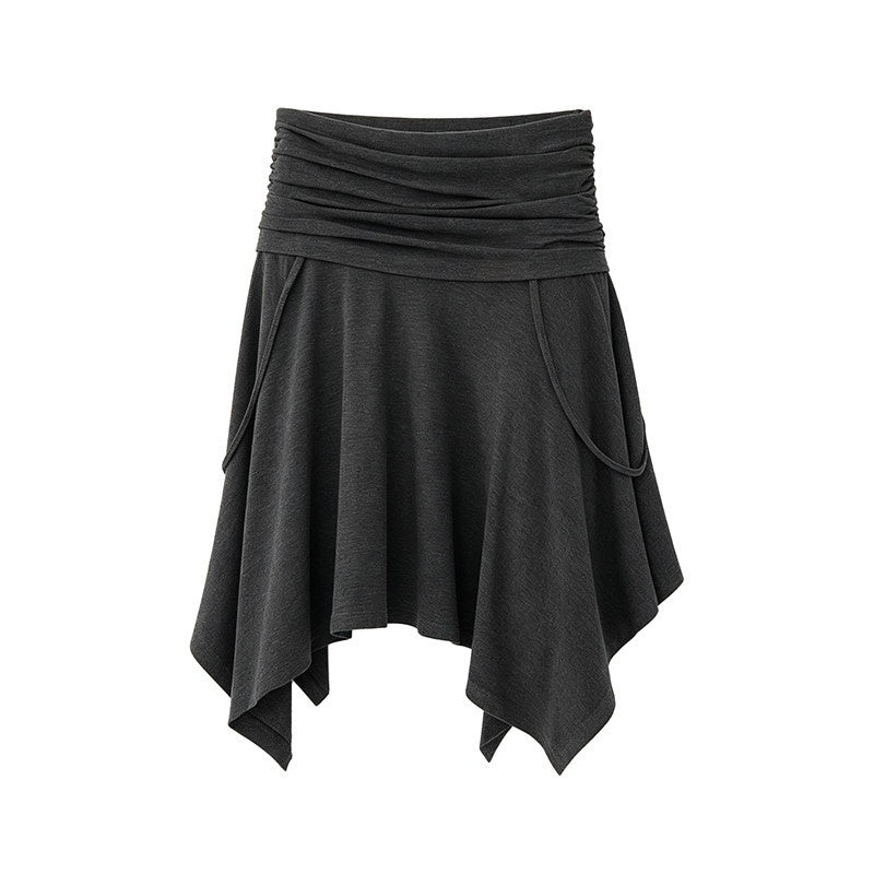 DIDDI_MODA_Soft_Ruched_Irregular_Hem_Low_Waist_Relaxed_Fit_Women&