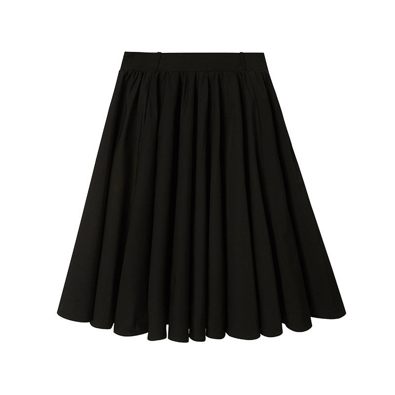 DIDDI_MODA_Solid_3d_Pleated_Full_Swing_Mid_Waist_Women&