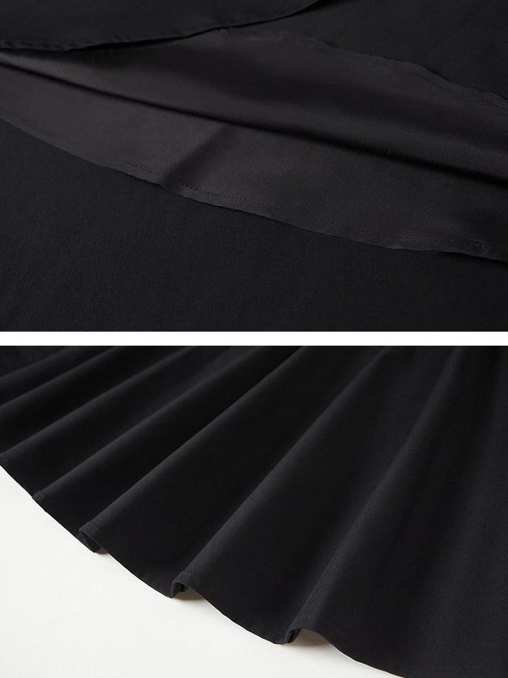 DIDDI MODA Solid 3d Pleated Full Swing Mid Waist Women&