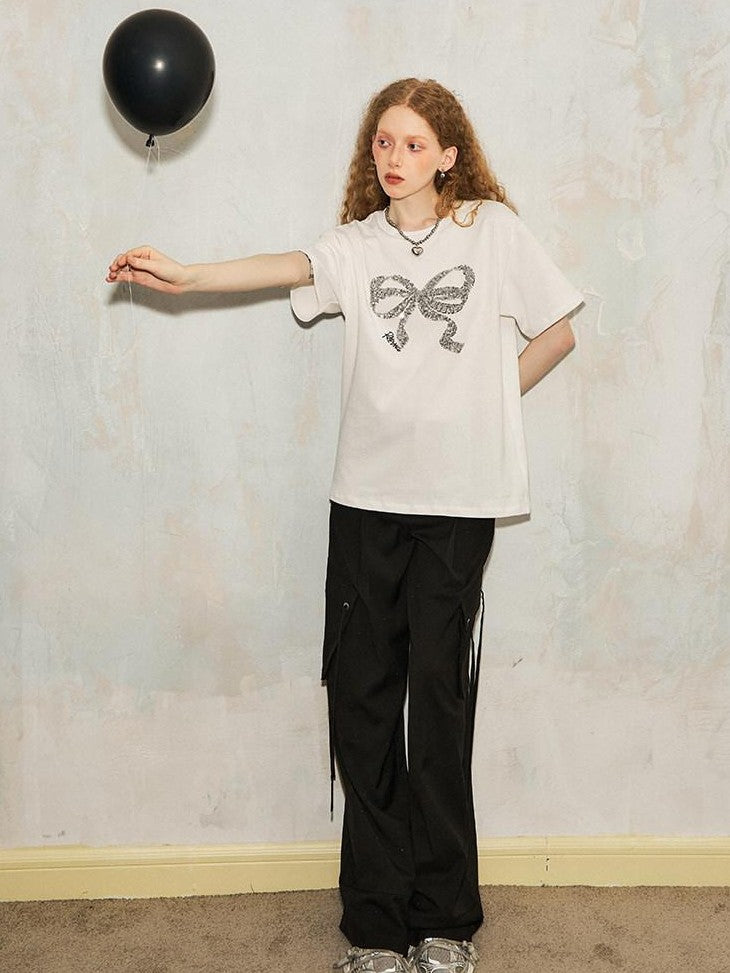 DIDDI MODA Sparkling Bow Sequin Embroidered Women&