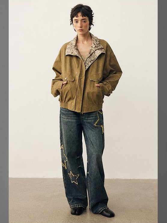 DIDDI MODA Star Patch Embroidered Loose Fit Women&