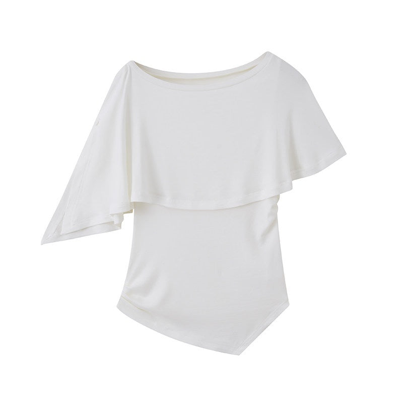 DIDDI_MODA_Striped_Asymmetric_Cape_Slim_Faux_Layer_Batwing_Women&
