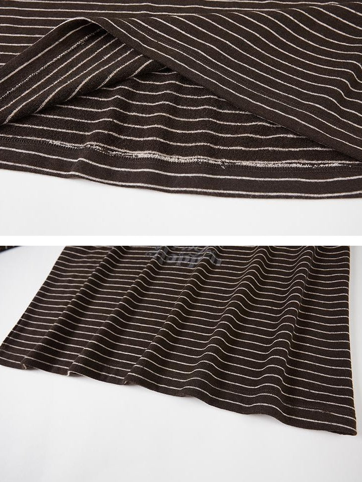 DIDDI MODA Striped Bear Print Round Neck Women&