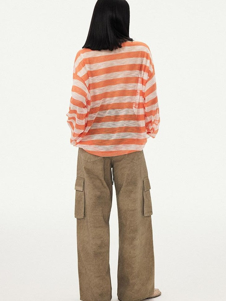 DIDDI MODA Striped Heart Knot Loose Women&