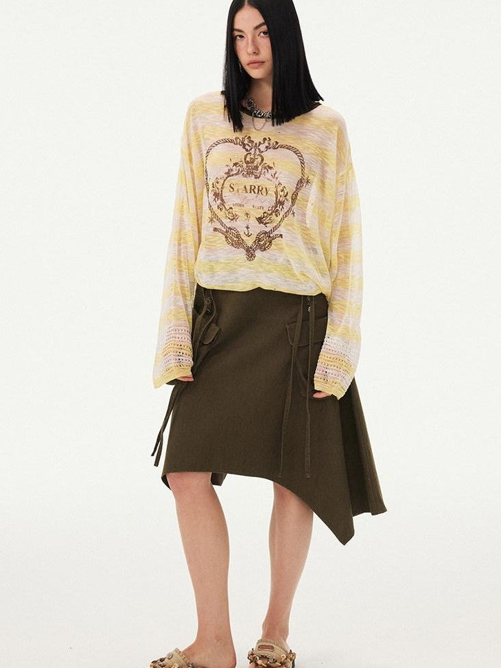 DIDDI MODA Striped Heart Knot Loose Women&