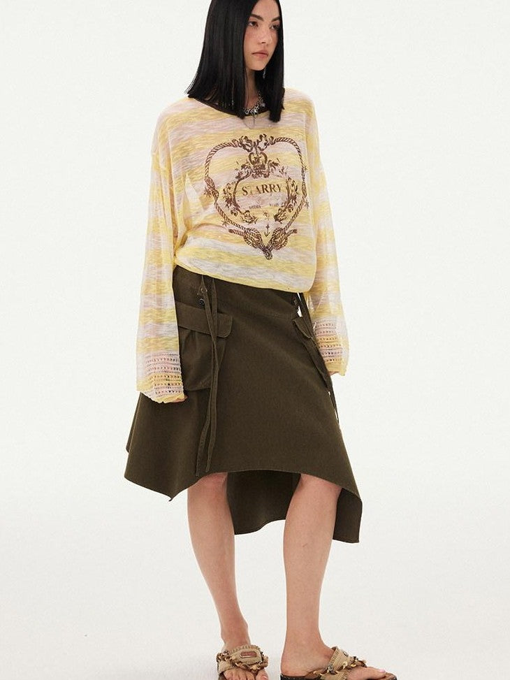 DIDDI MODA Striped Heart Knot Loose Women&