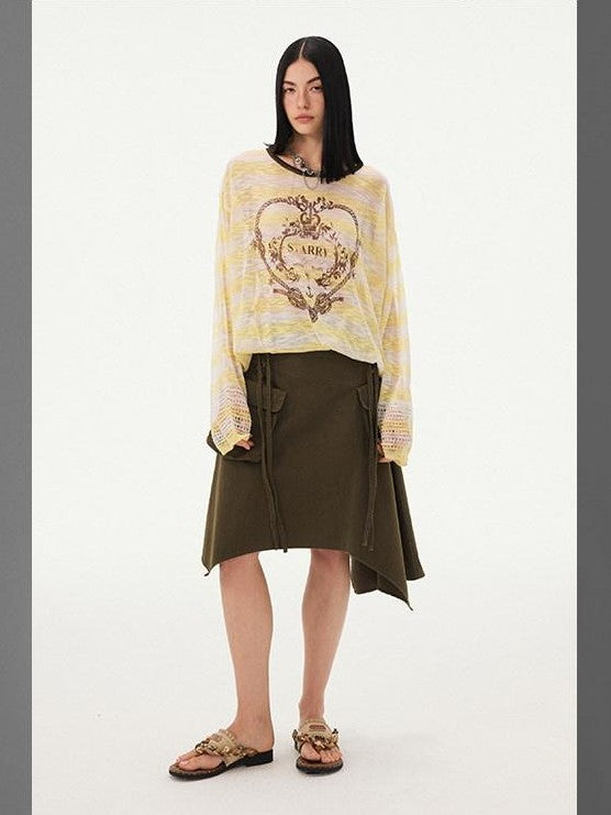 DIDDI MODA Striped Heart Knot Loose Women&