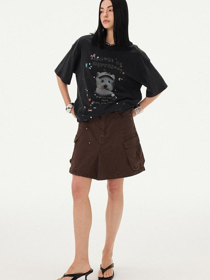 DIDDI MODA Striped Rhinestone Cargo Short Sleeve Women&