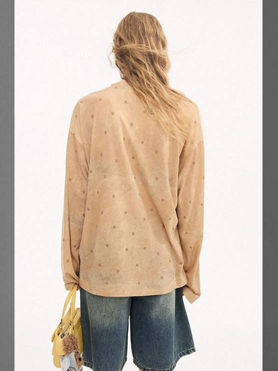 DIDDI MODA Sunset Yellow Polka Dot Cartoon Rabbit Print Loose Women&