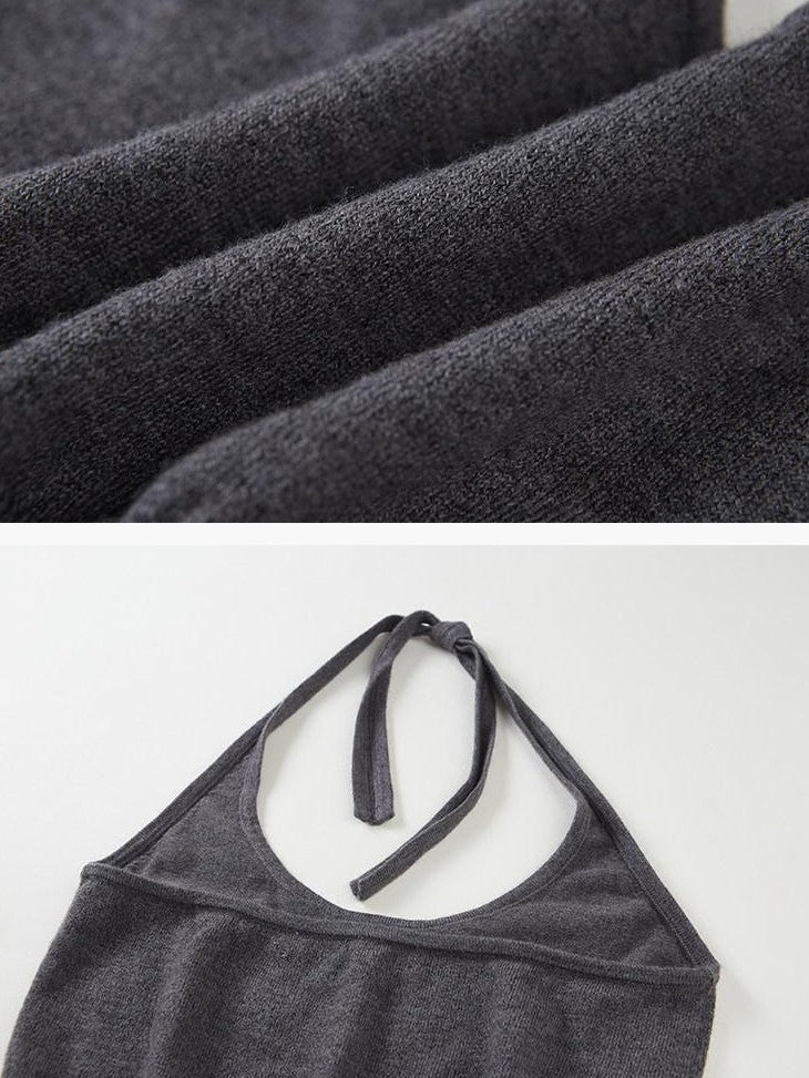 DIDDI MODA Sweet Girlish V-neck Halter Pullover Two Piece Women&
