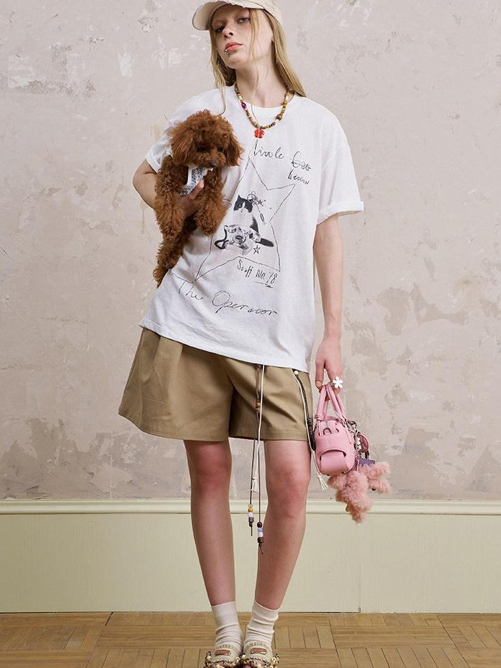 DIDDI MODA Telephone Kitten Graffiti Slim Fit Women&