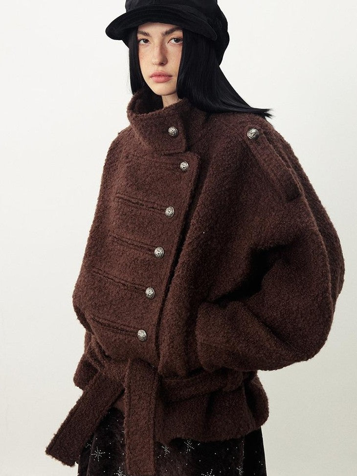 DIDDI MODA Textured Napoleon Cocoon High Neck Women&