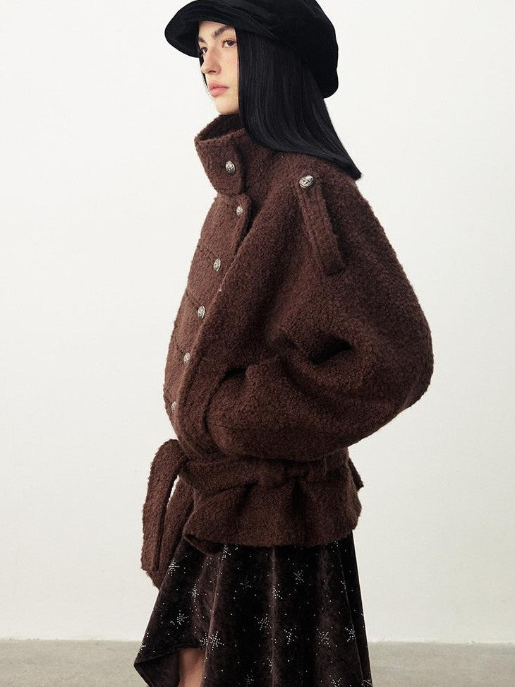 DIDDI MODA Textured Napoleon Cocoon High Neck Women&