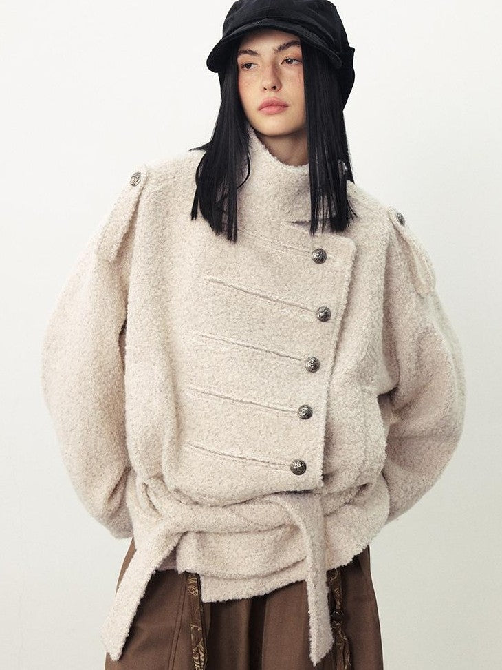 DIDDI MODA Textured Napoleon Cocoon High Neck Women&